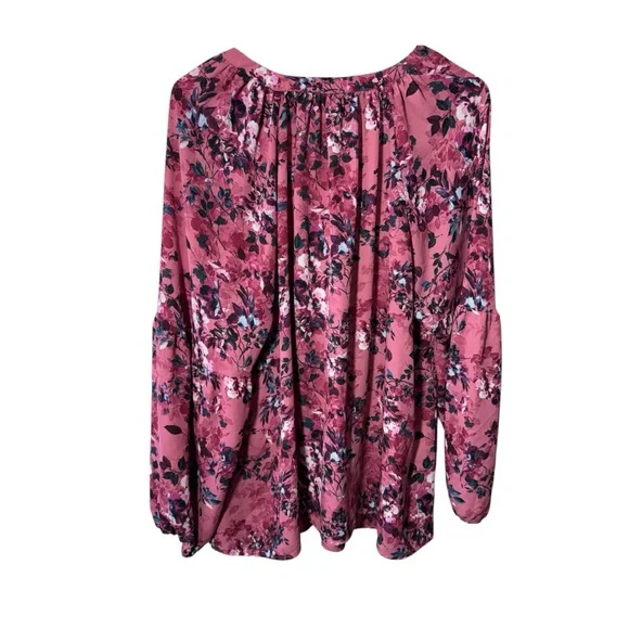 Torrid Georgette Floral Puff Sleeve Peasant Blouse 2X Pink - Picture 5 of 13
